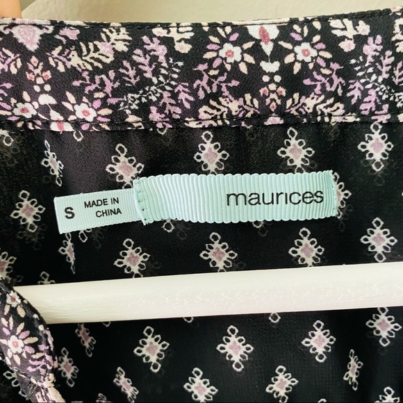 Maurices Sheer Blouse Black/Purple Sz Small - Picture 4 of 8